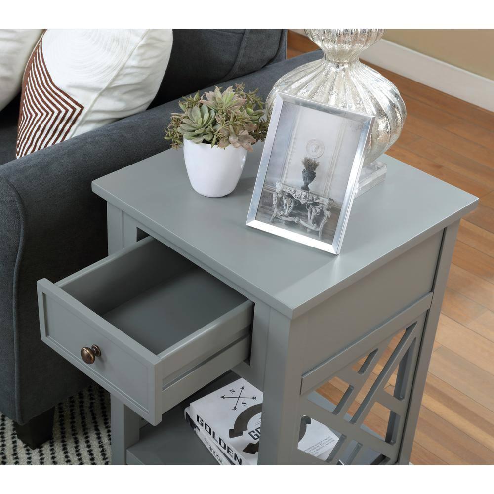 Alaterre Furniture Coventry Indoor Modern Storage Wood Square End Table, Gray