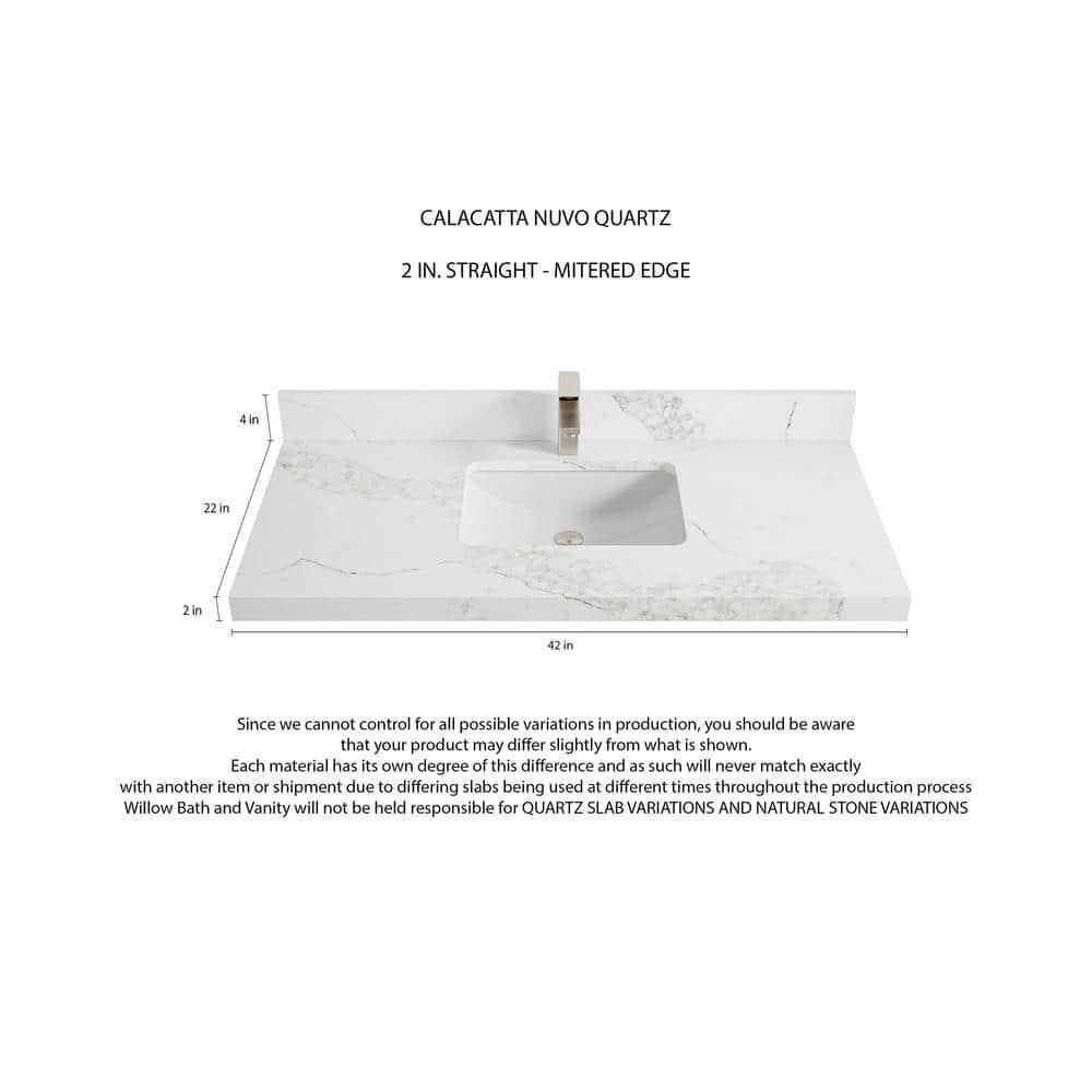 Willow Collections Aberdeen 42'' Single Bathroom Vanity with Quartz Top