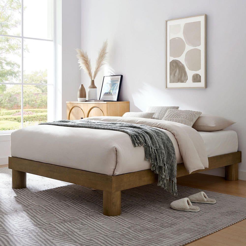 Modway Runa Wood Platform Bed In French Oak