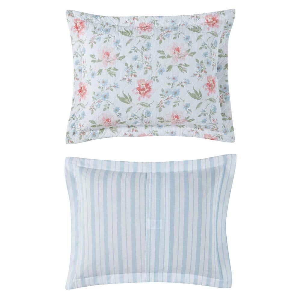 Laura Ashley Emilie Blue Standard Cotton Quilt Set