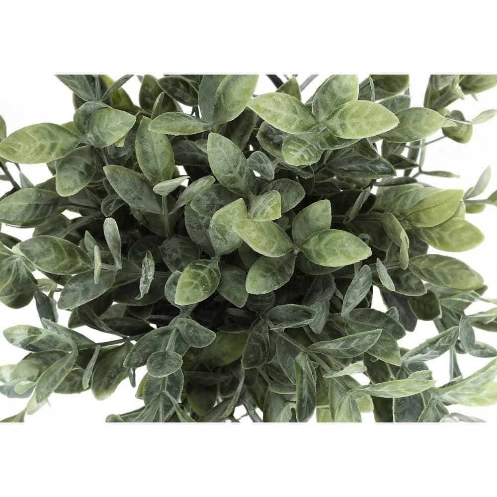 11 in. Decorative Green Leaves Artificial Plant, Black Pots - Set of 2