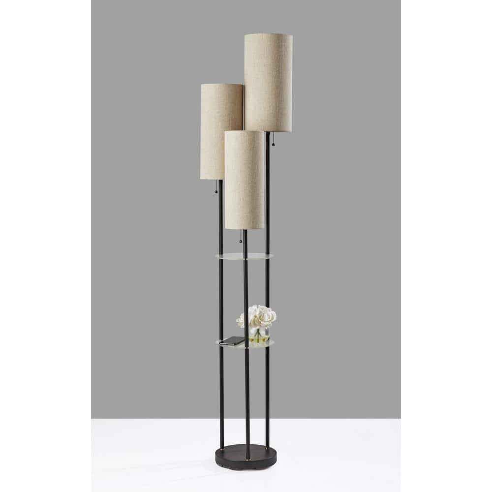 Trio Shelf Floor Lamp in Matte Black Finish