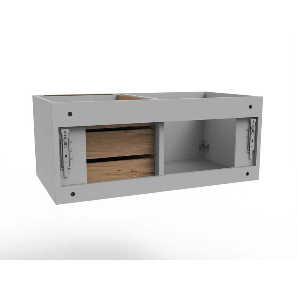 Castello USA Alpine 35" Wood Floating Vanity Base in Gray with Gold Handles