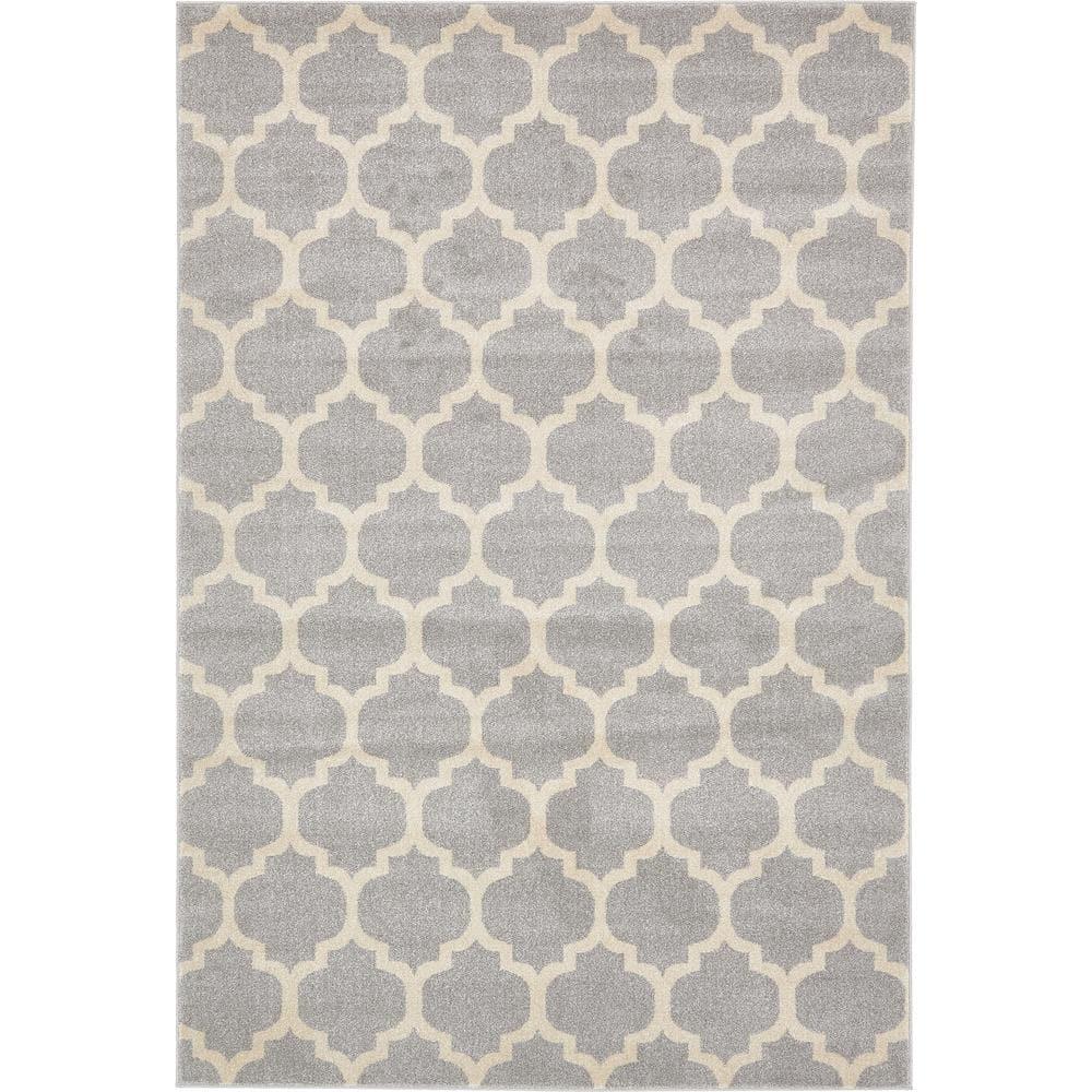 Unique Loom Trellis Collection Area Rug - Philadelphia (6' 1" x 9' Rectangle Light Gray/Beige)