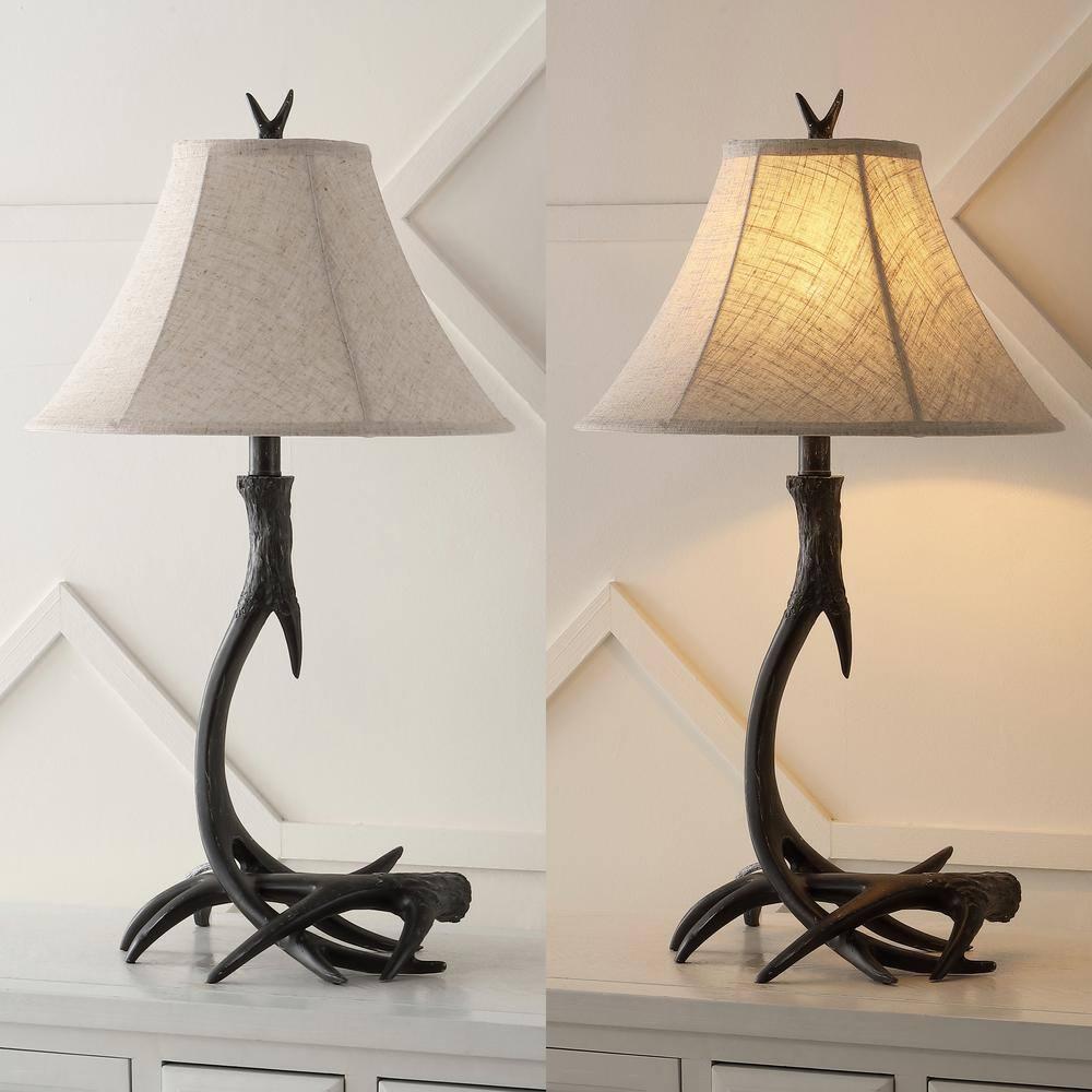 JONATHAN Y JYL6305C Antler 27.5" Rustic Resin LED Table Lamp, Traditional for living room, dinning room, bedroom, office Bulb Included, Black