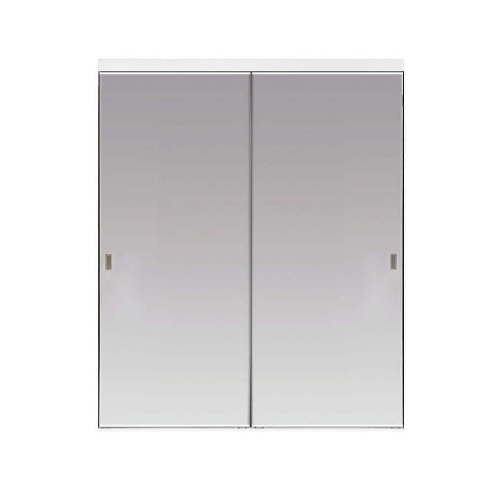80'' Solid + Manufactured Wood Mirrored Sliding Closet Doors