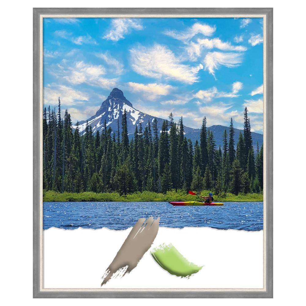Amanti Art Theo Grey Narrow  Wood Picture Frame Opening Size 18x22 in.