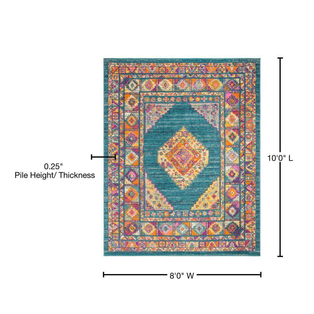 Madison MAD133 Power Loomed Indoor Area Rug - Light Blue/Orange - 8'x10' - Safavieh
