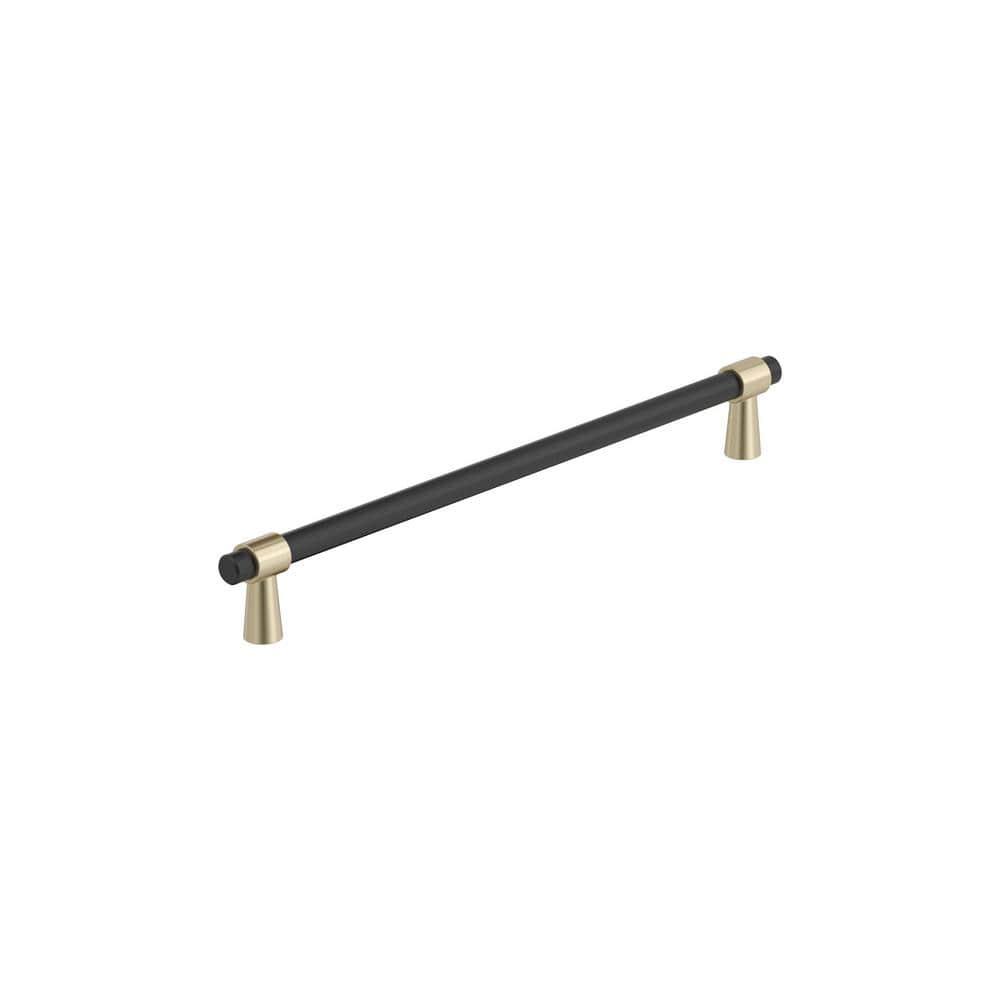 Amerock Mergence 8-13/16 inch (224mm) Center-to-Center Matte Black/Golden Champagne Cabinet Pull