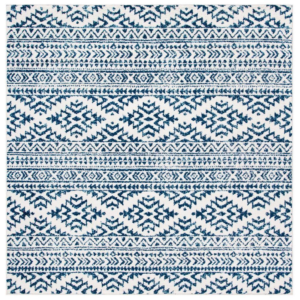 Tulum TUL272 Power Loomed Area Rug - Ivory/Navy - 9'x9' - Safavieh.