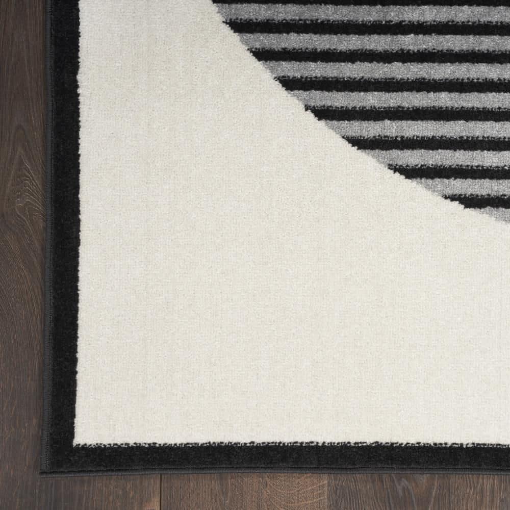 Nourison Modern Passion Circle Mid-Century Modern Indoor Rug Ivory/Black 6' x 9'