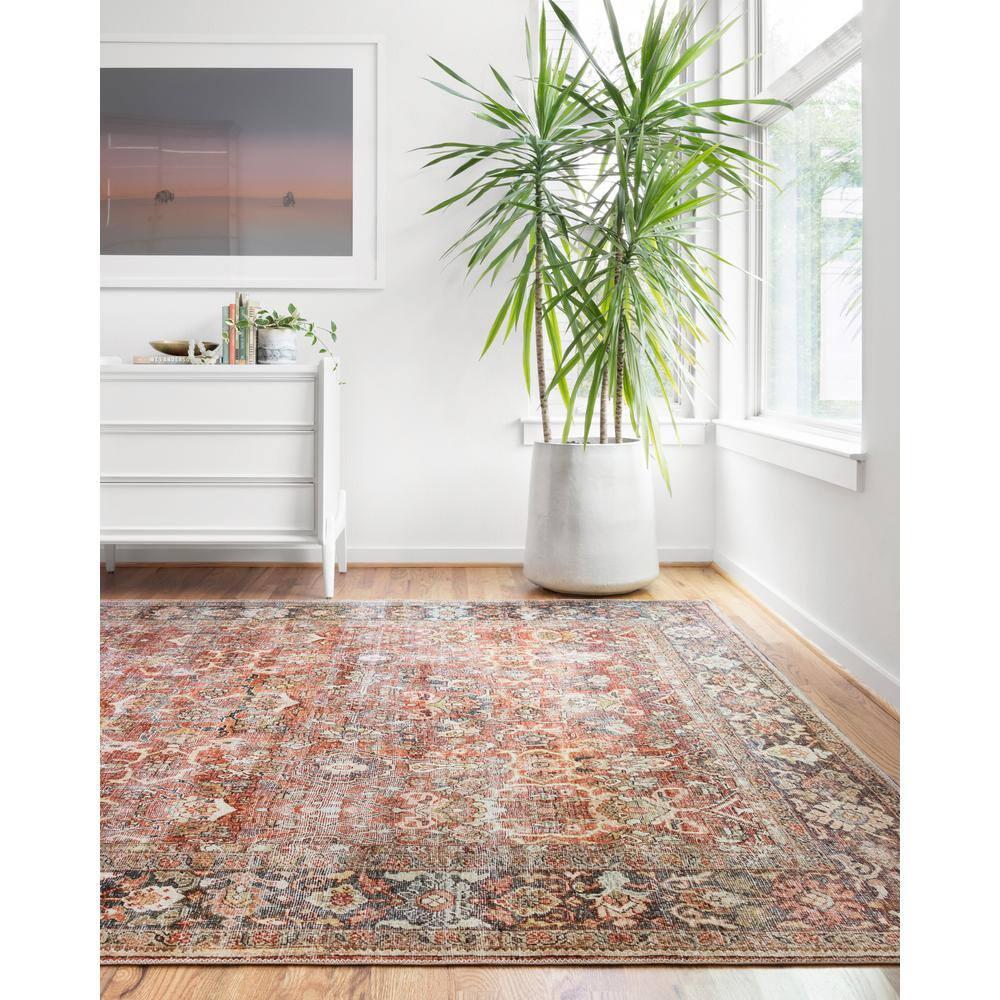 Layla Red and Marine Polyester Runner Rug