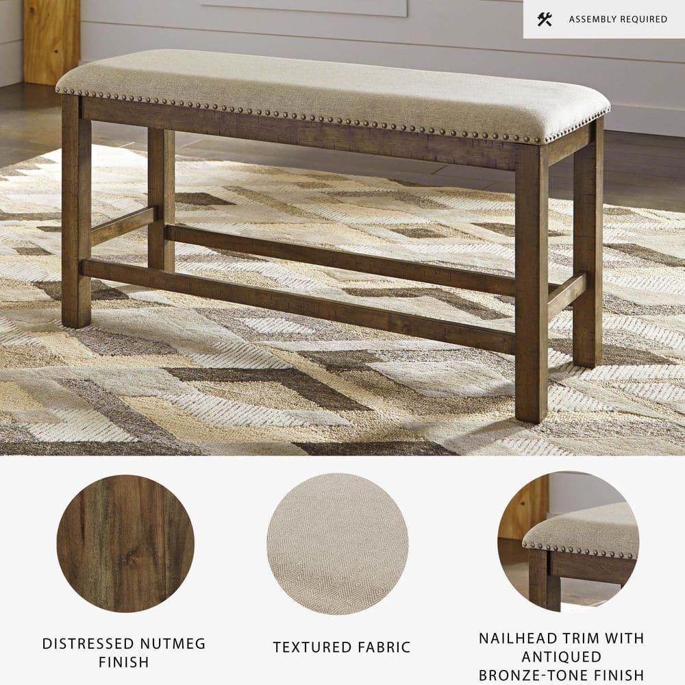 Signature Design by Ashley Casual Moriville Counter Height Dining Bench  Beige