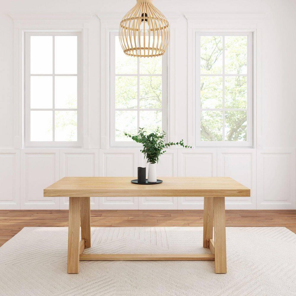 Plank+Beam Farmhouse 72" Dining Table, Solid Wood Rectangular Kitchen Table for 6 People