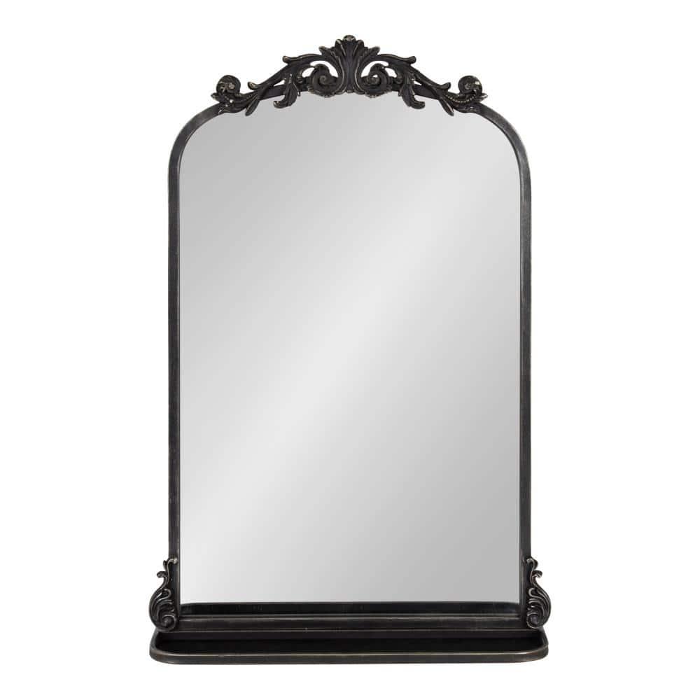 Kate and Laurel Arendahl Functional Mirror with Shelf - Black, 21x32