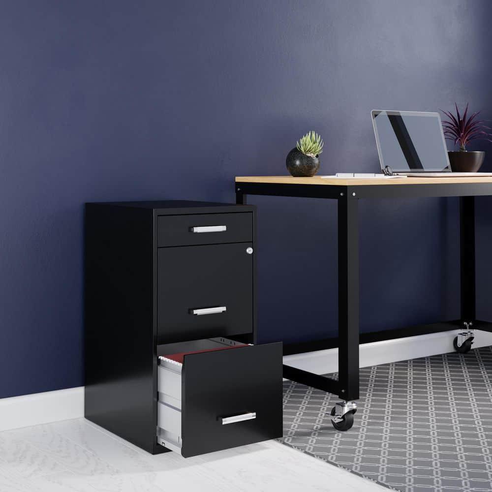 Width Pencil Drawer Vertical File Cabinet, Black