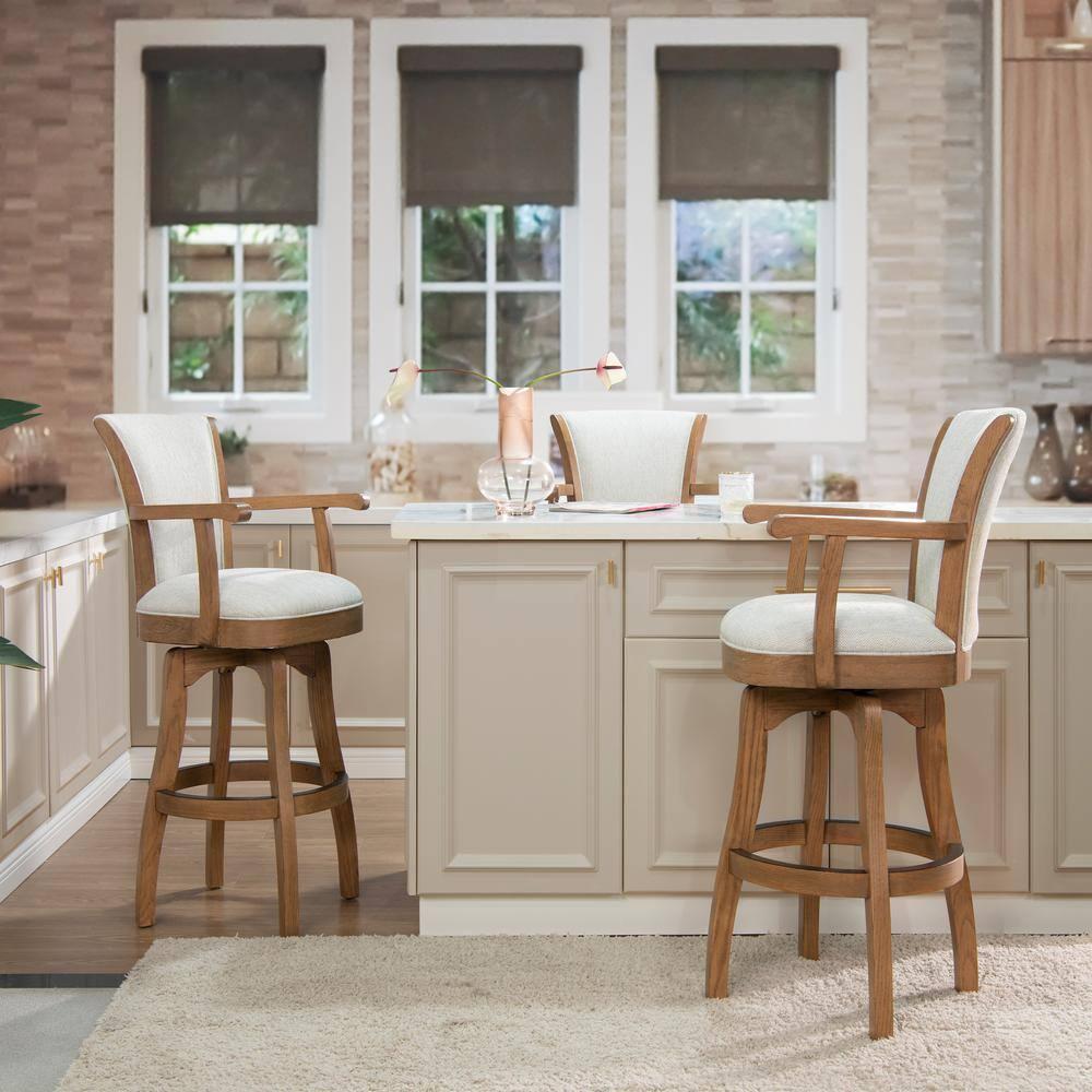 Jennifer Taylor Home Williams 31" Swivel Bar Stool with Armrests White Pepper