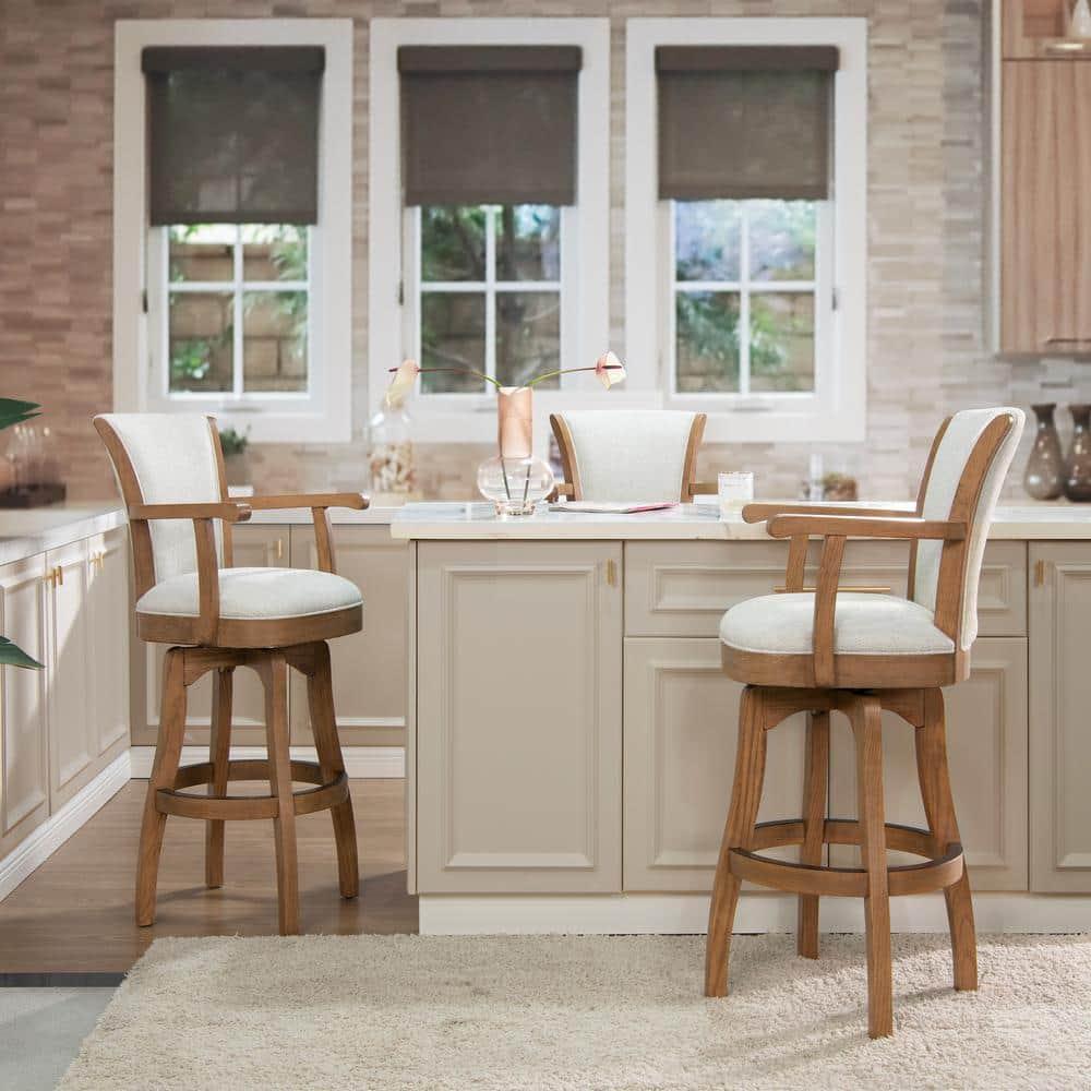 Jennifer Taylor Home Williams 31" Swivel Bar Stool with Armrests White Pepper