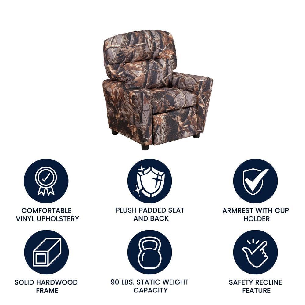 Flash Furniture Chandler Contemporary Camouflaged Fabric Kids Recliner with Cup Holder