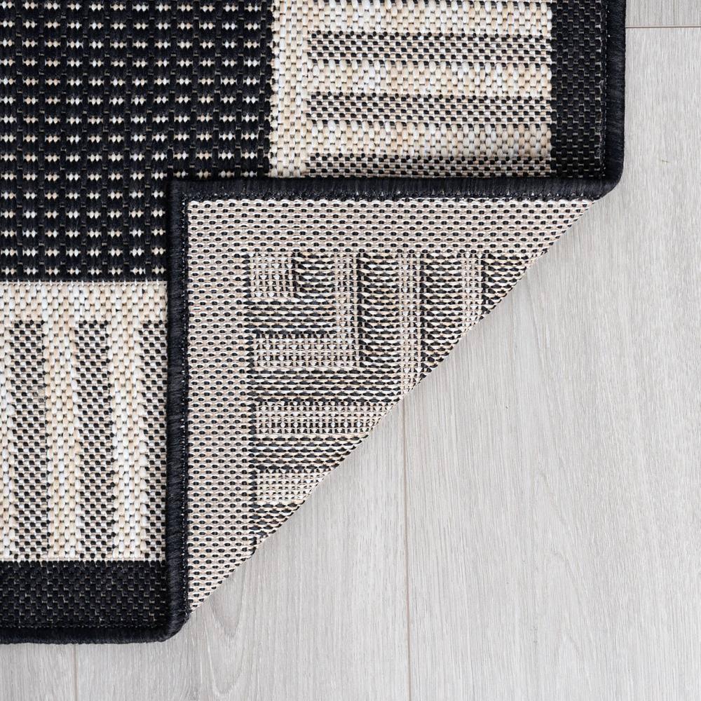 Tayse Eco Area Rug ECO1000 Transitional Black Banded Rows 5' 3" x 5' 3" Round