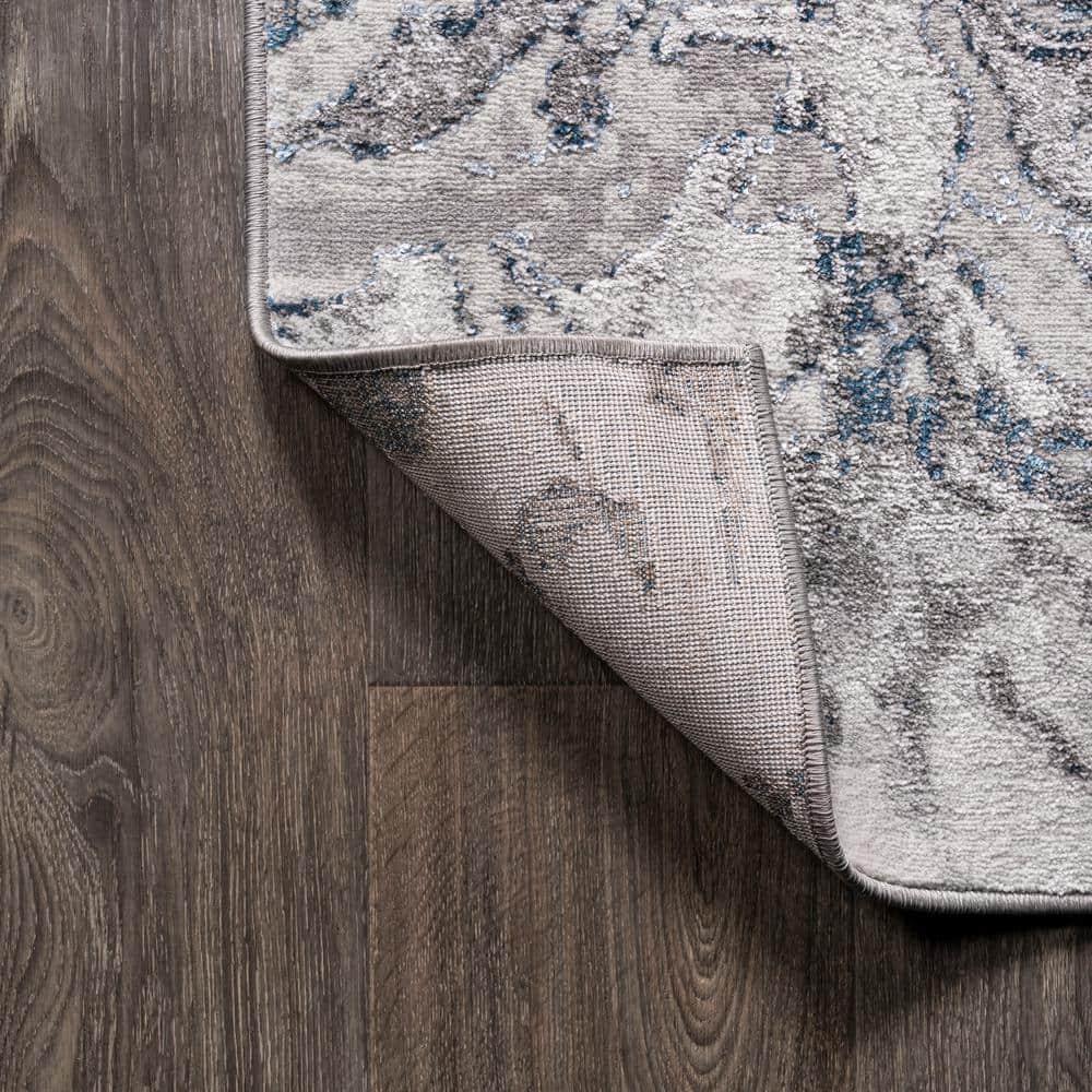 8'x10' Swirl Marbled Abstract Area Rug, Gray/Blue - JONATHAN Y