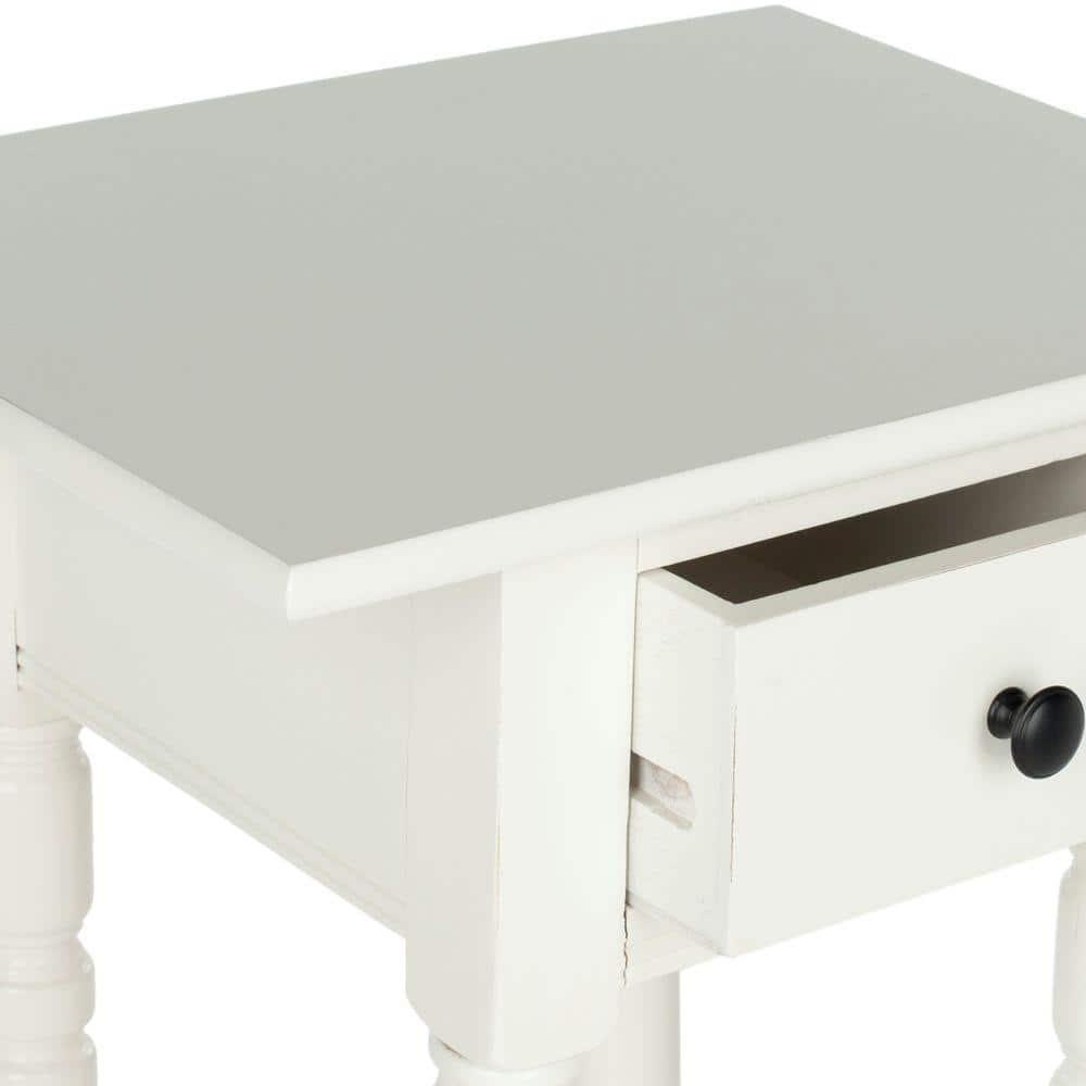 Sabrina End Table With Storage Drawer - Distressed  Cream - Safavieh.