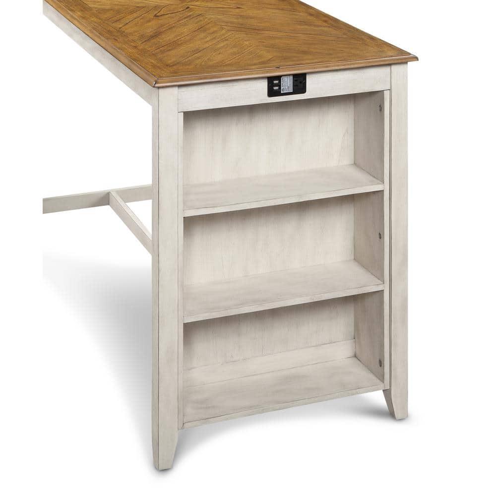 New Classic Furniture Amy 5 Pc 60" Counter Storage Table+Chairs- Bisque/Brown