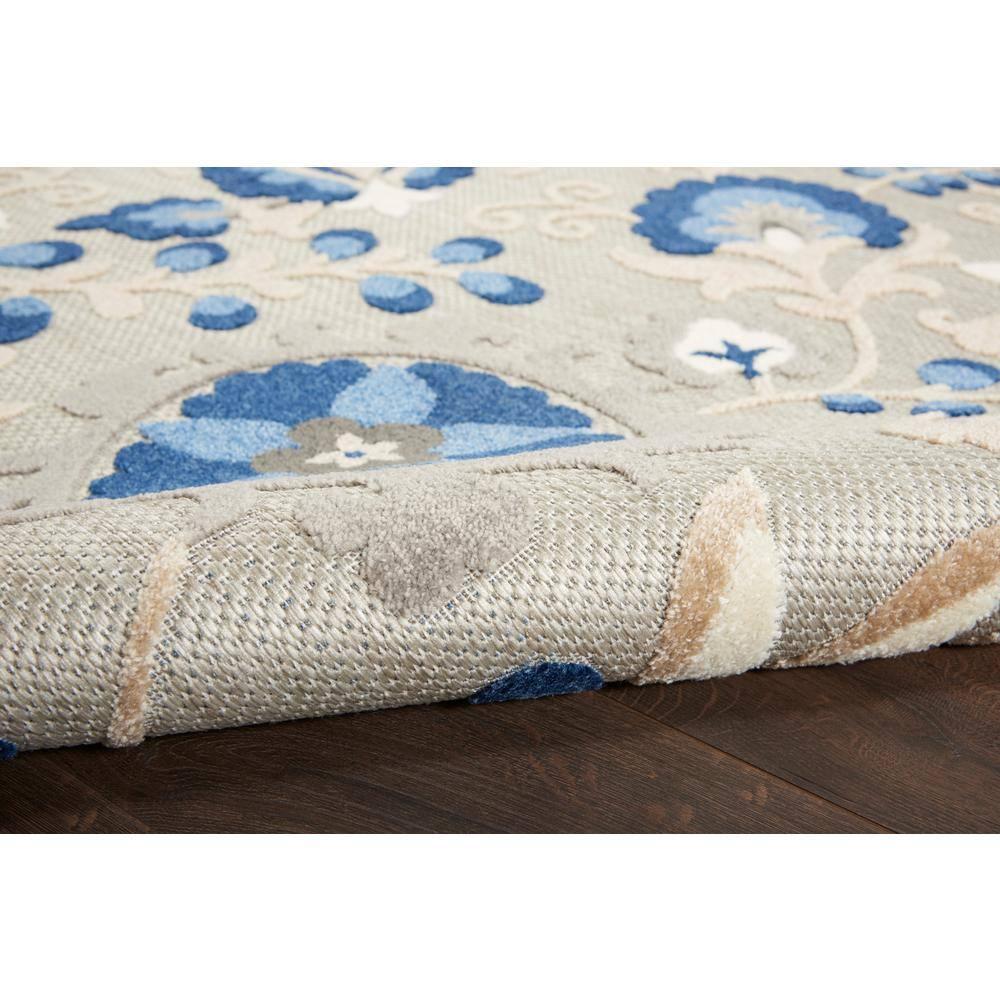 Nourison Aloha Floral Textured Flatweave High-Low Indoor Outdoor Area Rug Natural/Blue 3'6" x 5'6"