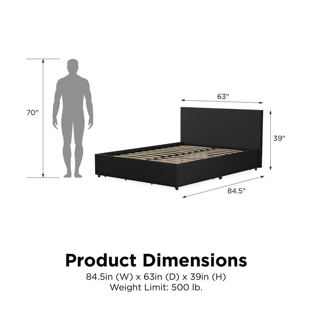 Novogratz Kelly Upholstered Unfinished Platform Storage Bed
