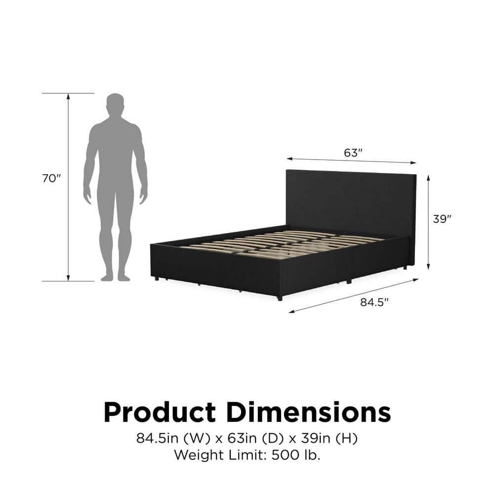 Novogratz Kelly Upholstered Unfinished Platform Storage Bed