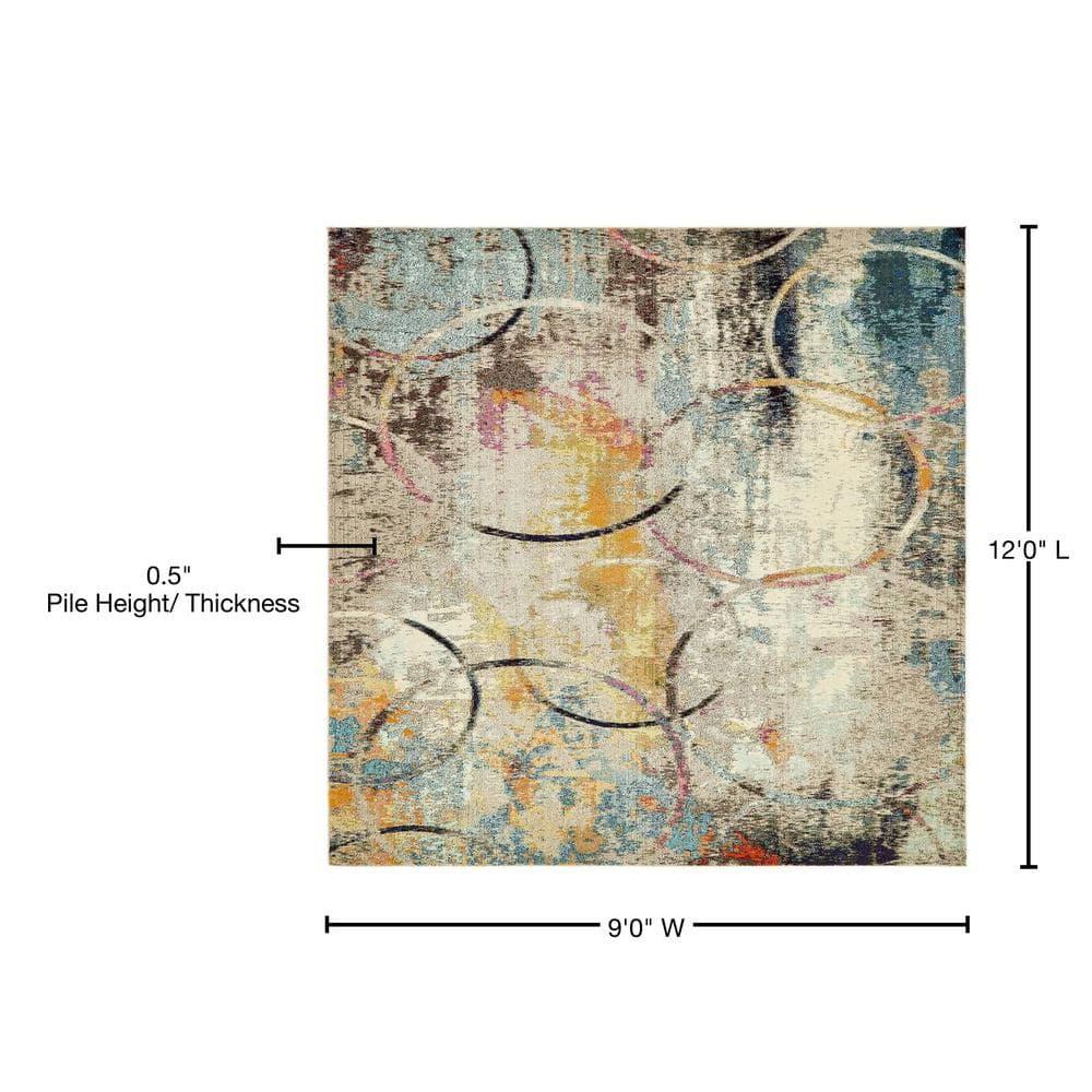 Unique Loom Chromatic Collection Area Rug - Imperial (9' x 12' 2" Rectangle Multi/Beige)