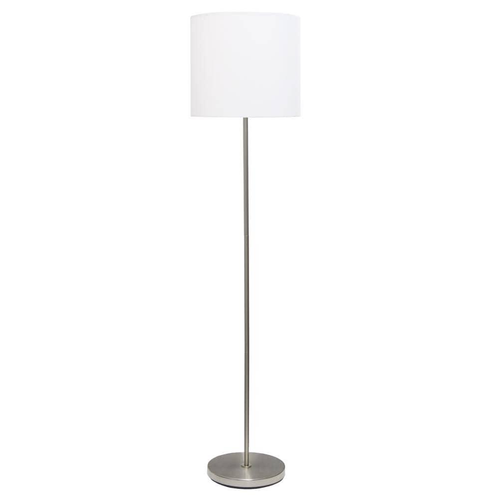 Drum Shade Floor Lamp White - Simple Designs: Brushed Nickel, Modern Style, ETL Listed