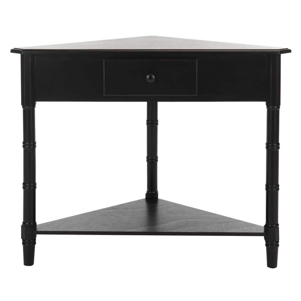 Gomez Corner Console Table - Distressed Black - Safavieh