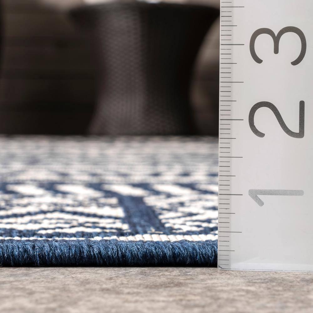 4'x6' Abbey Geometric Striped Indoor and Outdoor Area Rug Navy - nuLOOM: Low Pile, Rectangle, Polypropylene & Polyester