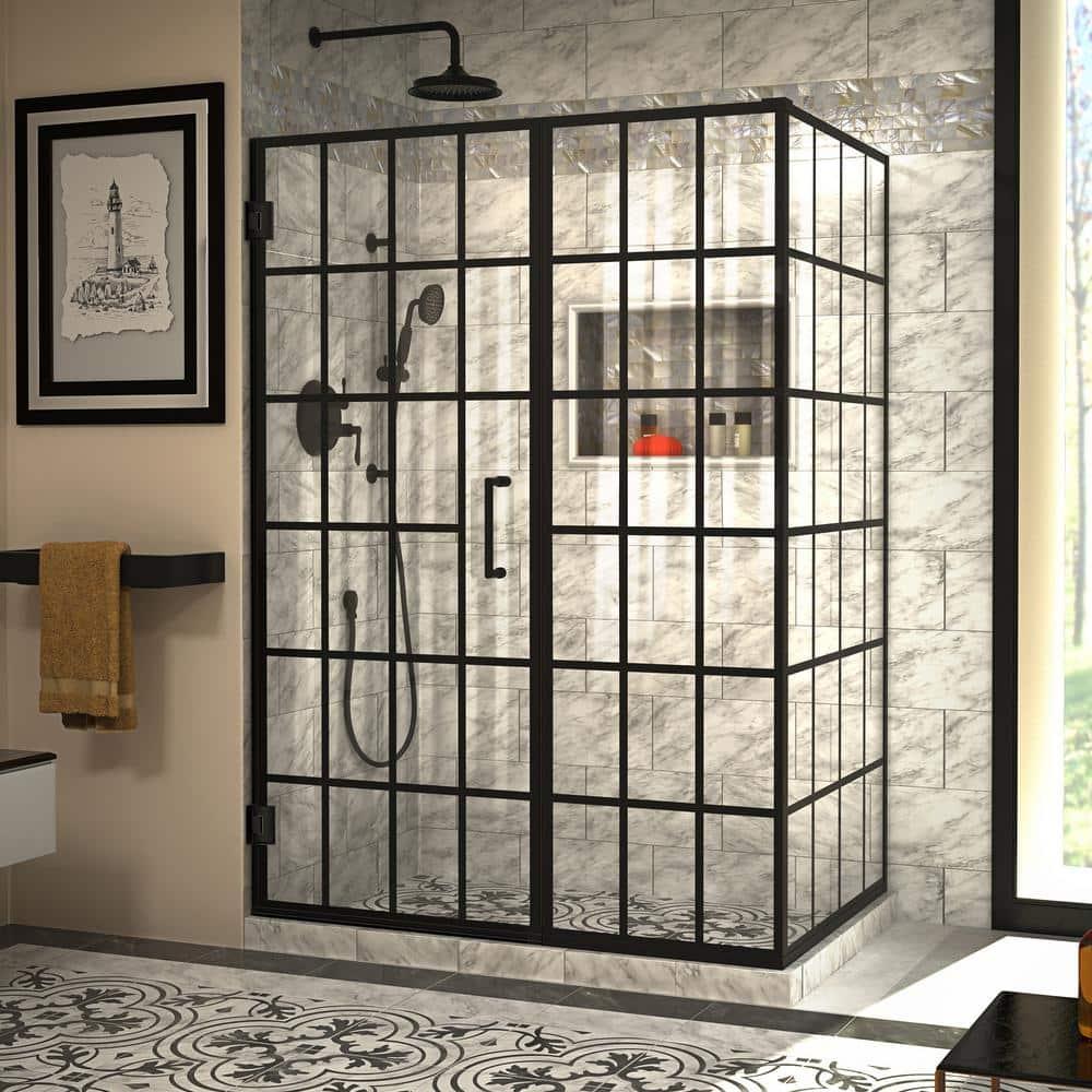 Unidoor Toulon Frameless 51.88" x 72" Rectangle Hinged Shower Enclosure