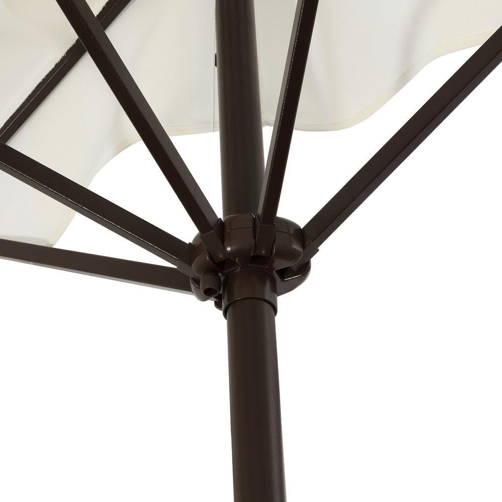 Arlmont & Co. Tasheba 9 ft. Classic Scalloped Fringe Half Market Patio Umbrella with Crank, and UV Protection