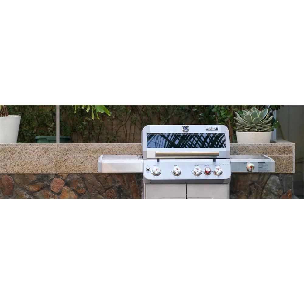 Monument Grills Mesa 415BZ,4-Burner Liquid Propane Infrared Gas Grill with Side Burner and Cabinet, 62,000 BTU – Perfect for Family BBQs