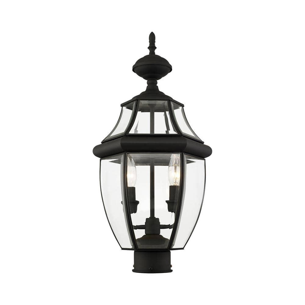 Lighting Lumens 2 Light Verdigris Outdoor Post Lantern Pendant - Clear Beveled Glass Shade