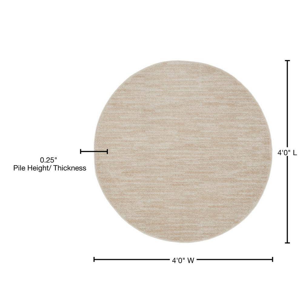 Nourison Essentials Easy Care Indoor Outdoor Area Rug - Ivory Beige 4' x Round