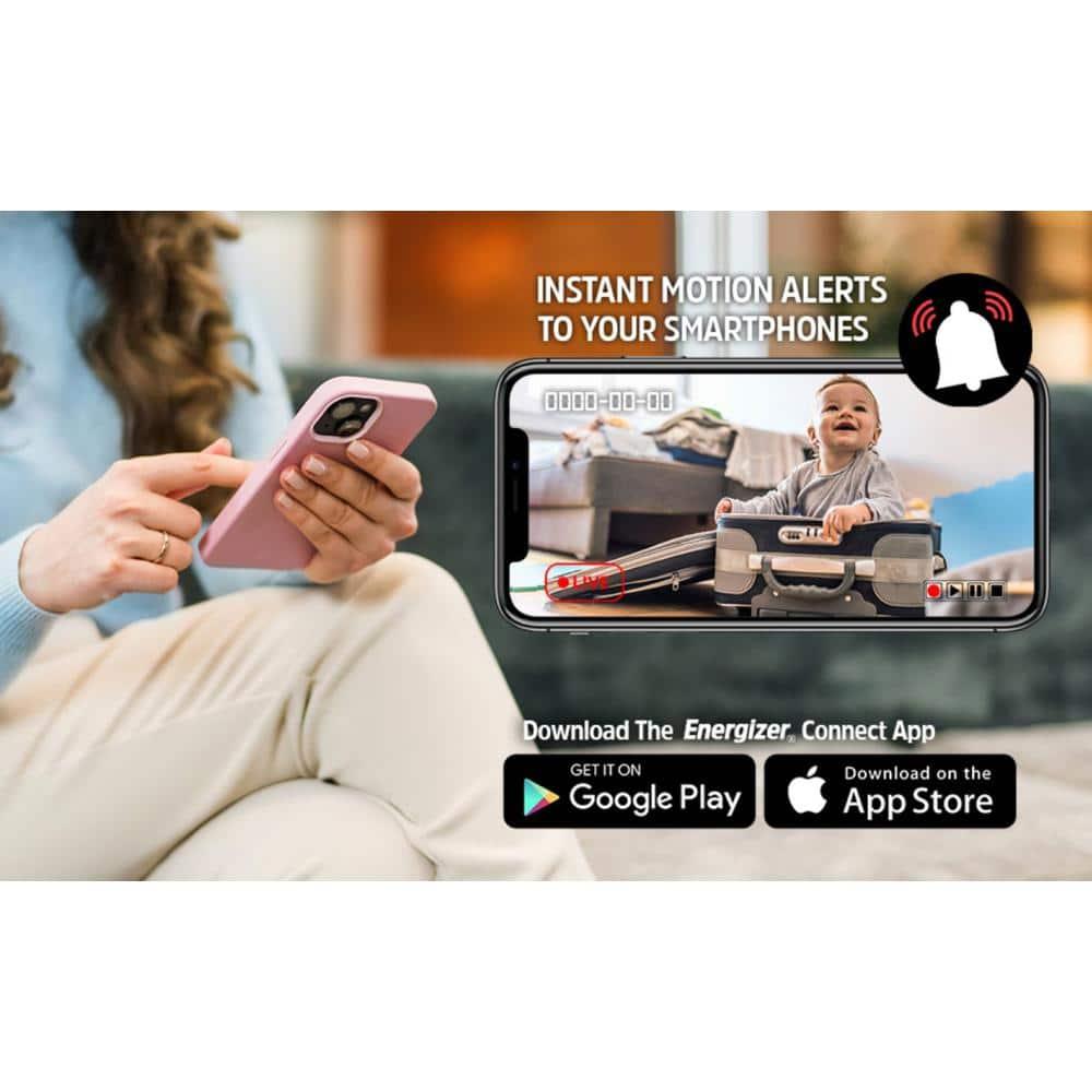 Energizer Connect Foldable 1080P HD Indoor Black Security Camera, Motion Alerts, Corded Electric