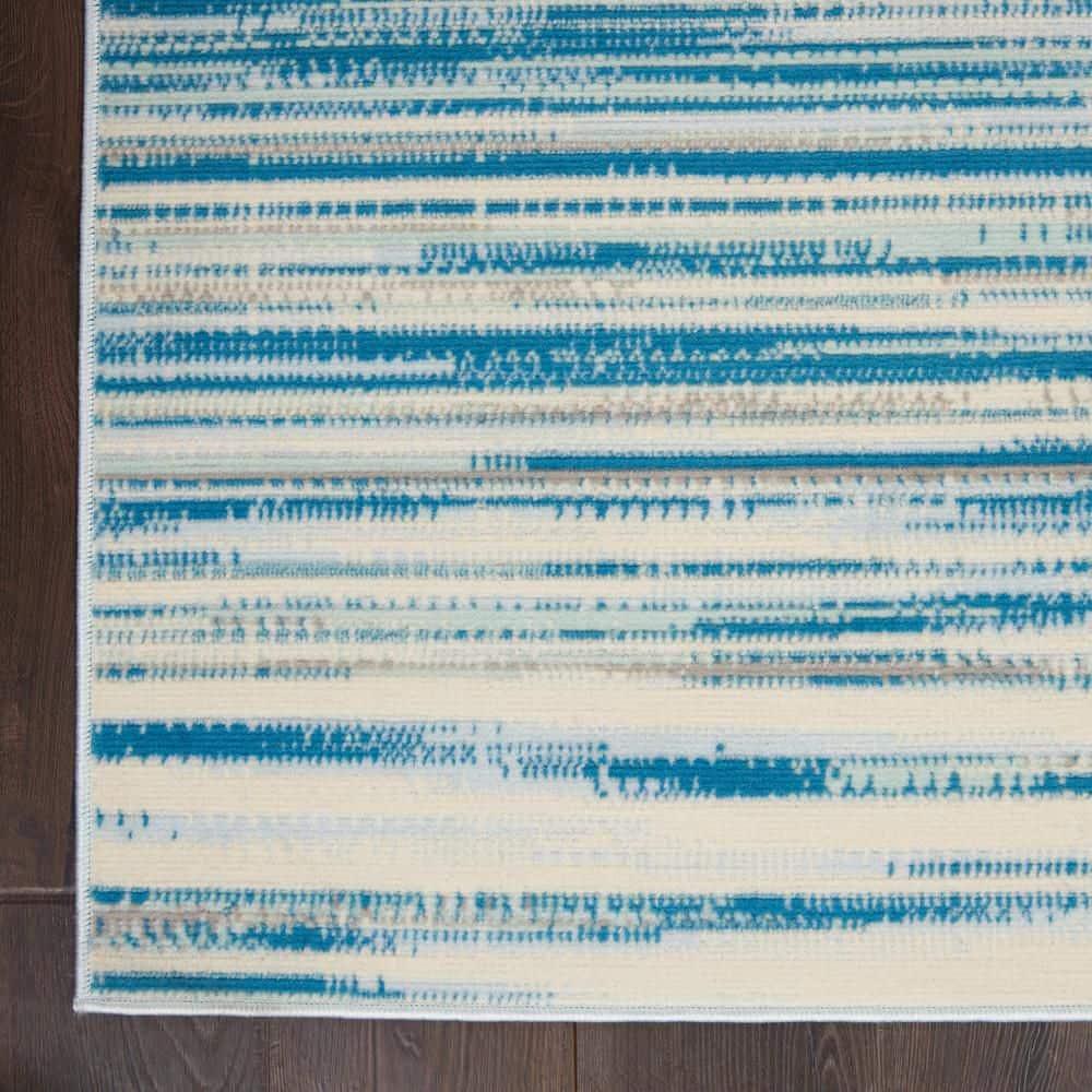Nourison Jubilant 6' x 9' Blue Indoor Area Rug Coastal Contemporary Striped by Nourison