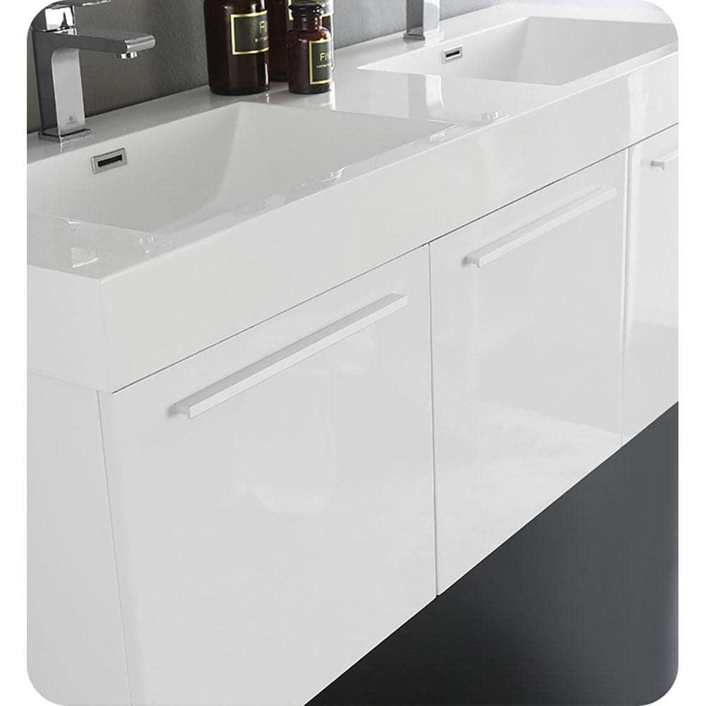 Vista 60'' Wall Mounted Modern Double Bathroom Vanity with Acrylic Vanity Top