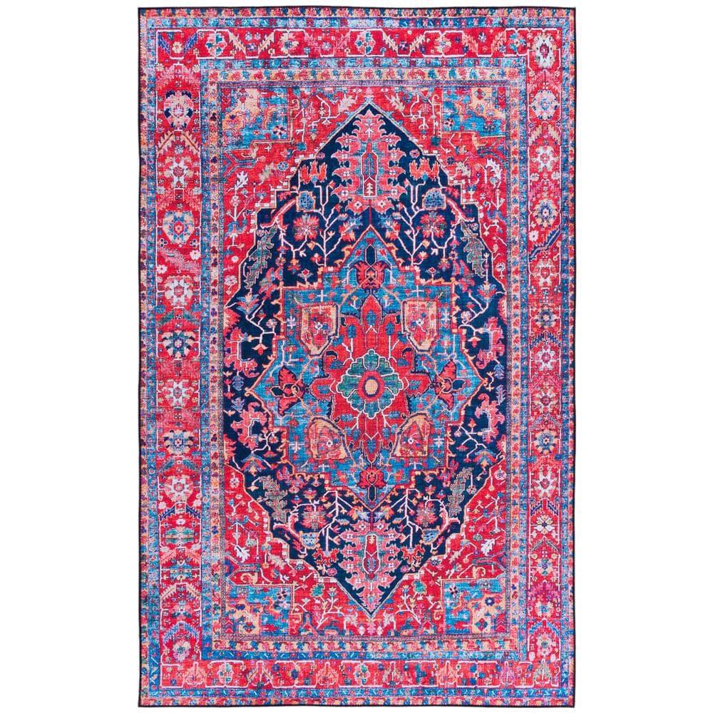 Tucson TSN121 Power Loomed Machine Washable Area Rug - Navy/Red - 3'x5' - Safavieh.