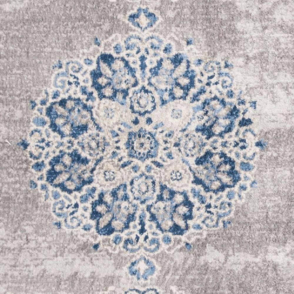 SAFAVIEH Brentwood Harland Floral Bordered Runner Rug, 2' x 6', Light Grey/Blue