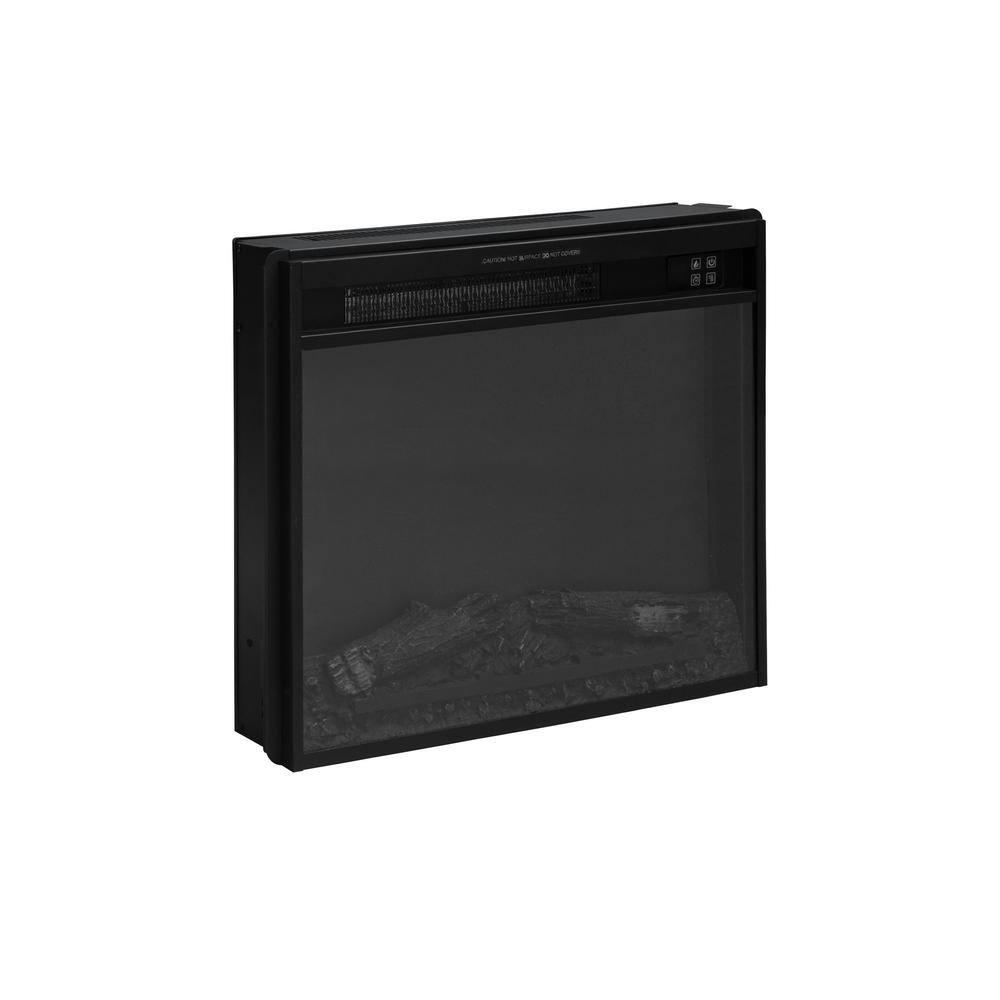 58 in. TV Stand for TVs up to 65 in. With 23 in. Embedded Electric Fireplace and Sliding Barn Door in Dark Gray