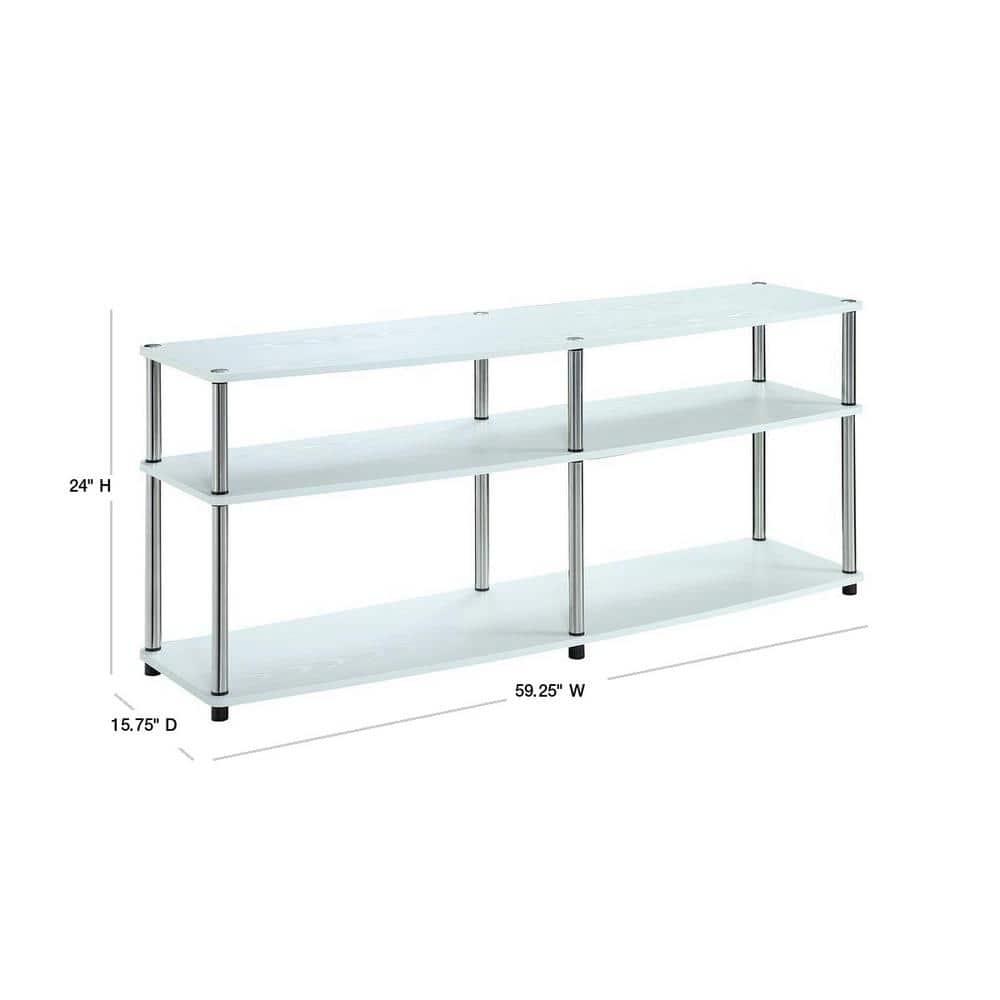 Convenience Concepts Designs2Go No Tools 3 Tier Wide TV Stand for TVs up to 65 Inches, White