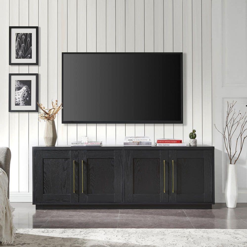 Evelyn&Zoe Tillman Rectangular TV Stand for TV's up to 75", Black Grain