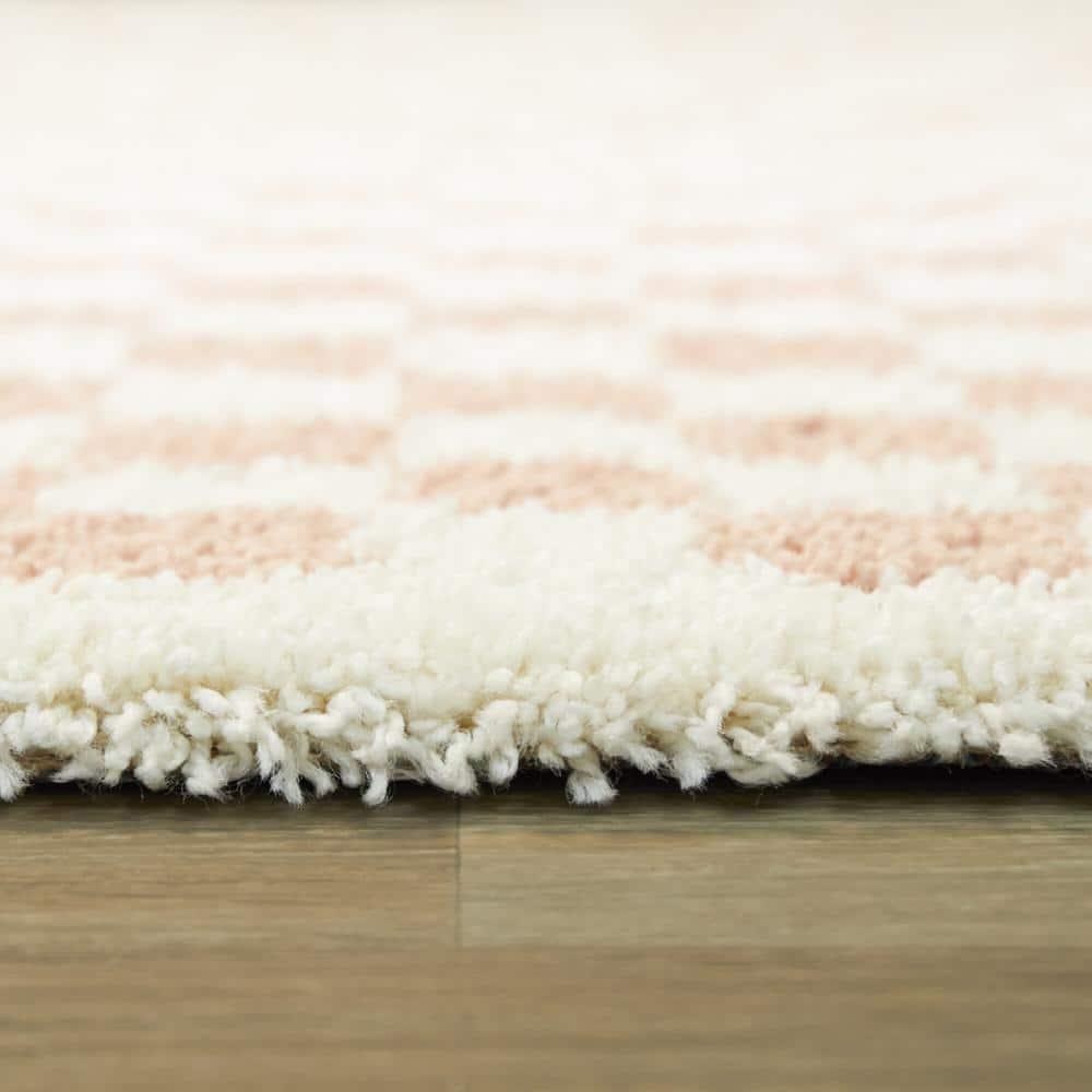 6'7"x6'7" Covey Checkered Kids' Area Rug Pink: High Pile, Fade-Resistant, Geometric, Indoor - Balta Rugs