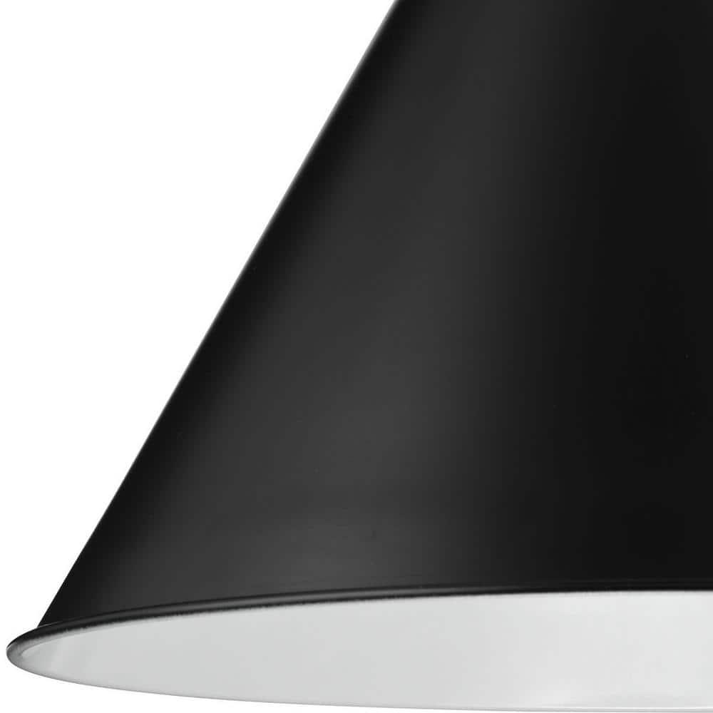 Progress Lighting Hinton 1-Light Pendant, Matte Black, Cone Shade