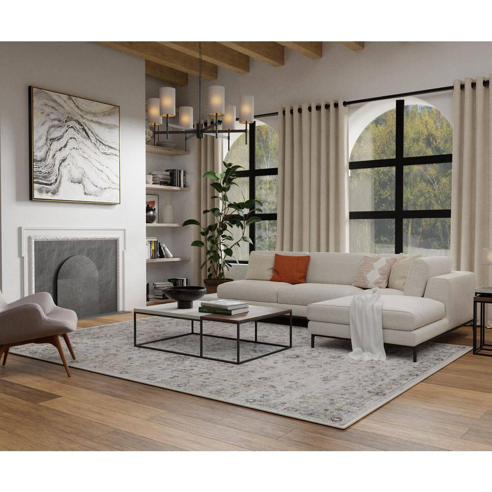 Kehleigh Oviel Cream 9 ft. 10 in. x 12 ft. 10 in. Oriental Polypropylene Indoor Area Rug